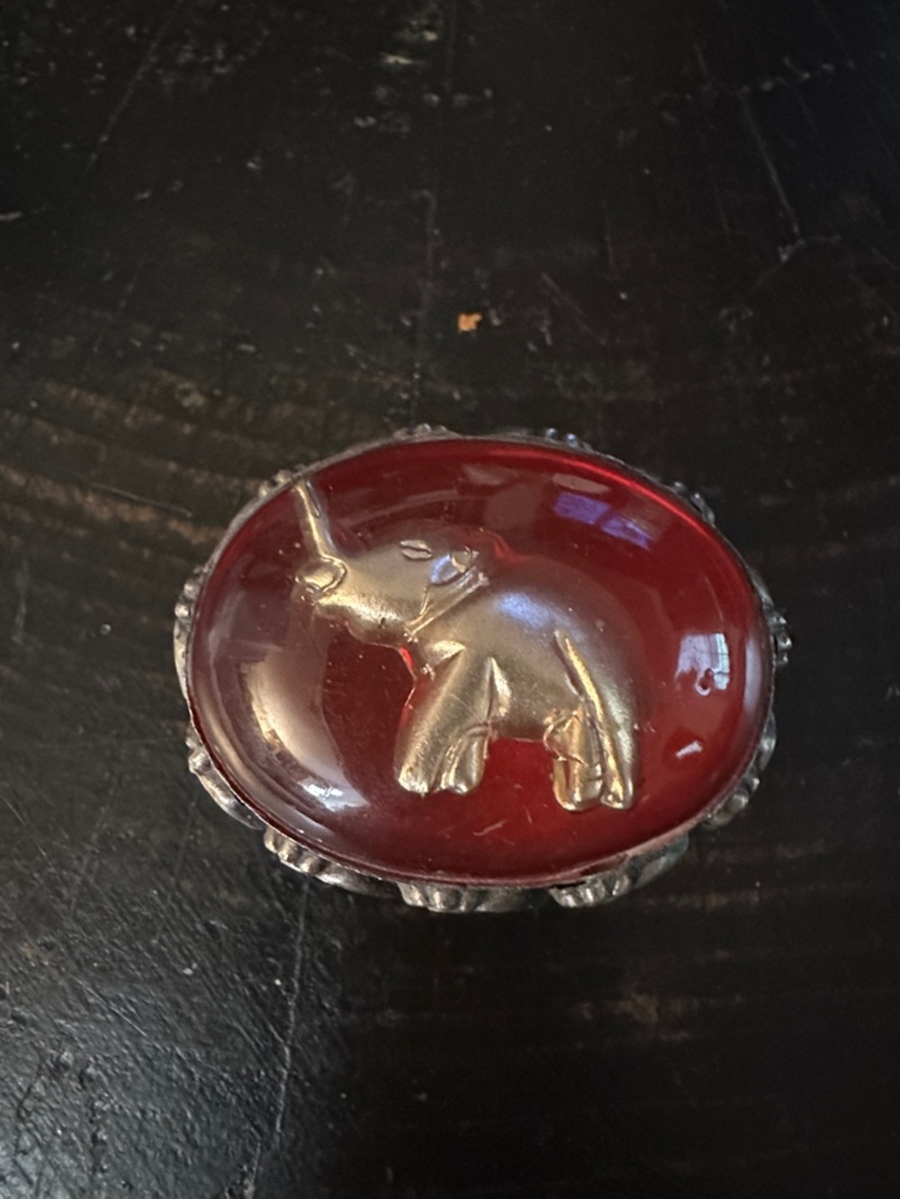 Vintage Gold & Silver Elephant Red Decorative Trinket Box Made In India